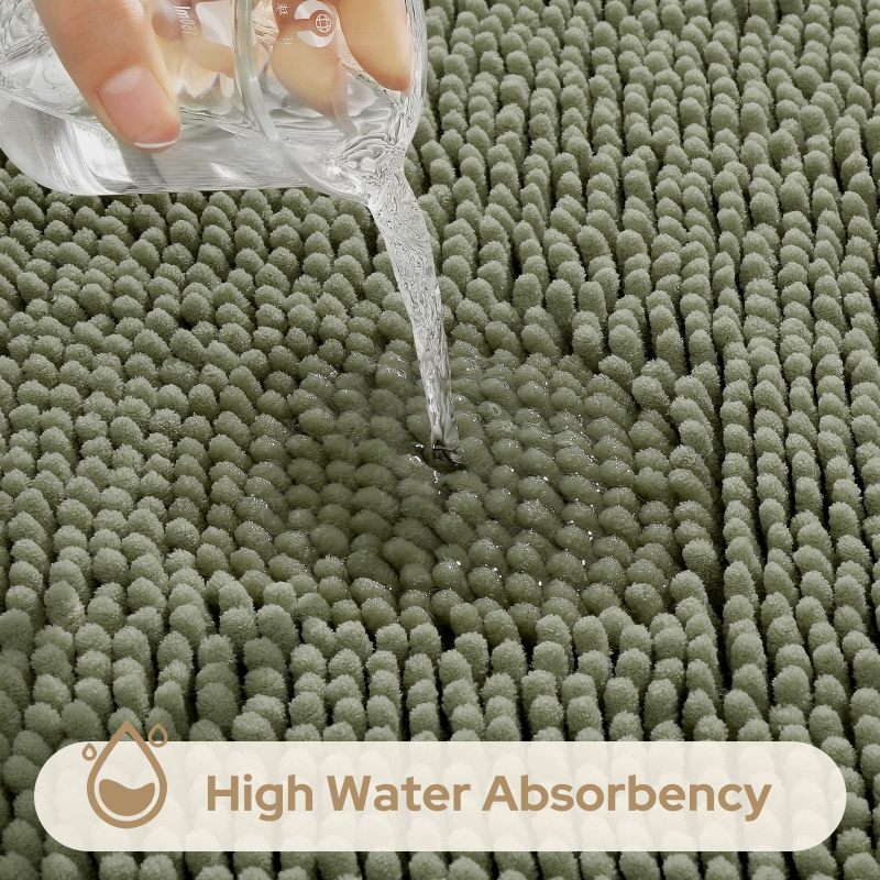 改HOMEIDEAS 3 Pieces Bathroom Rugs, Ultra Soft Non Slip Absorbent Chenille Toilet Bath Mat Set (Grey)