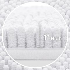 3 Pieces Bathroom Rugs, Ultra Soft Non Slip Absorbent Chenille Toilet Bath Mat Set