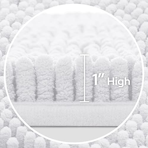3 Pieces Bathroom Rugs, Ultra Soft Non Slip Absorbent Chenille Toilet Bath Mat Set