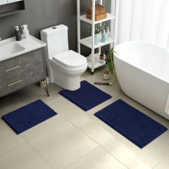 3 Pieces Bathroom Rugs, Ultra Soft Non Slip Absorbent Chenille Toilet Bath Mat Set