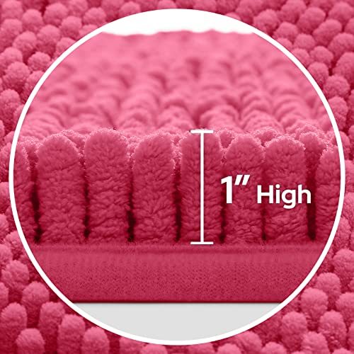 3 Pieces Bathroom Rugs, Ultra Soft Non Slip Absorbent Chenille Toilet Bath Mat Set