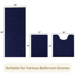 3 Pieces Bathroom Rugs, Ultra Soft Non Slip Absorbent Chenille Toilet Bath Mat Set