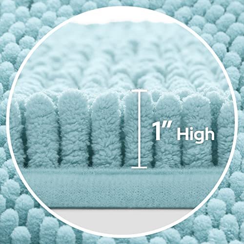 3 Pieces Bathroom Rugs, Ultra Soft Non Slip Absorbent Chenille Toilet Bath Mat Set