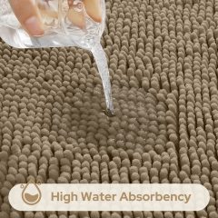 3 Pieces Bathroom Rugs, Ultra Soft Non Slip Absorbent Chenille Toilet Bath Mat Set