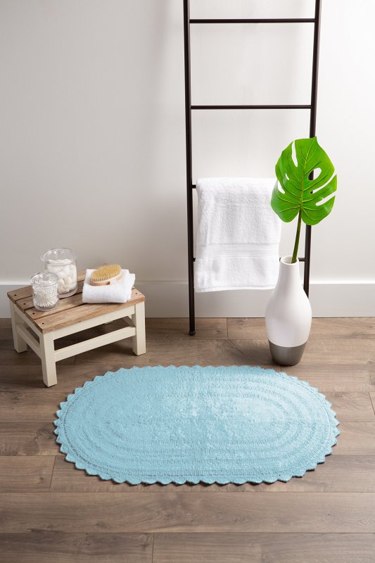改DII Crochet Collection Reversible Bath Mat, Round, 27.5" Diameter, White