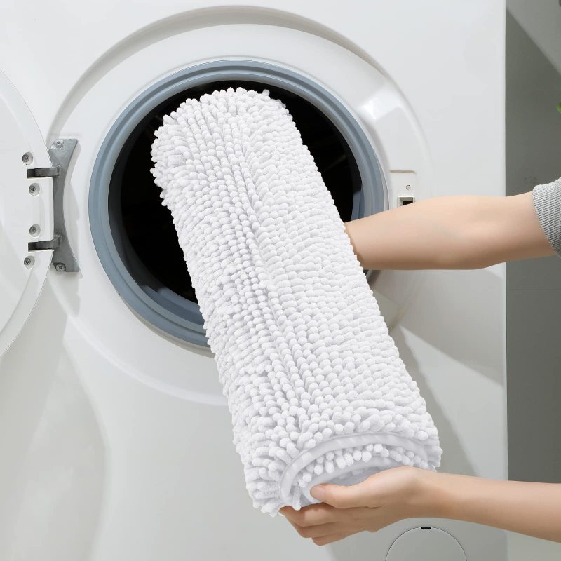 3 Pieces Bathroom Rugs, Ultra Soft Non Slip Absorbent Chenille Toilet Bath Mat Set