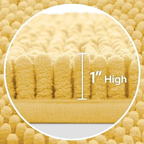 3 Pieces Bathroom Rugs, Ultra Soft Non Slip Absorbent Chenille Toilet Bath Mat Set