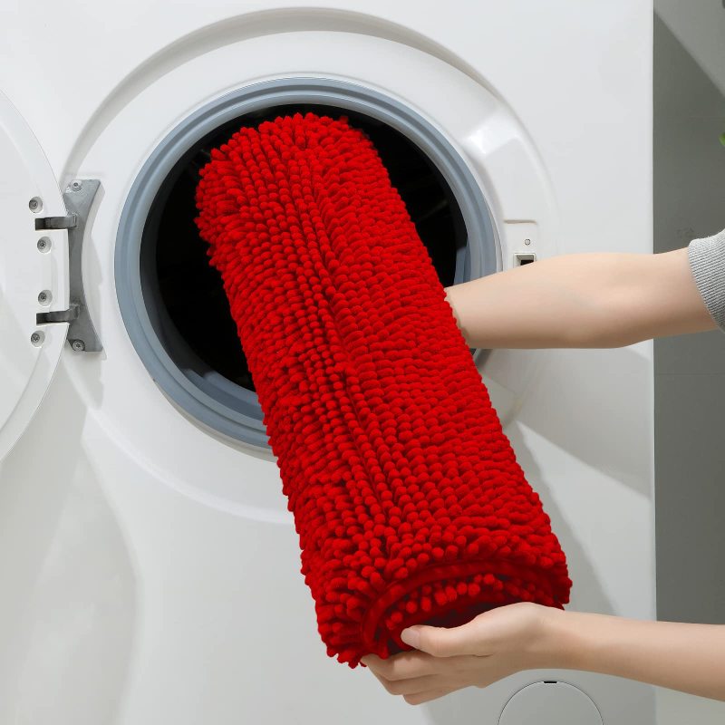 3 Pieces Bathroom Rugs, Ultra Soft Non Slip Absorbent Chenille Toilet Bath Mat Set