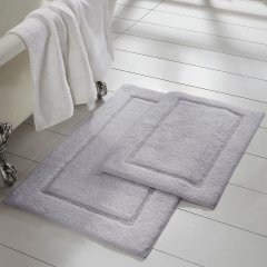 改Amrapur Overseas 2-Pack Solid Loop with Non-Slip Backing Bath Mat Set (17-inch by 24-inch &amp; 21-inch by 34-inch), White