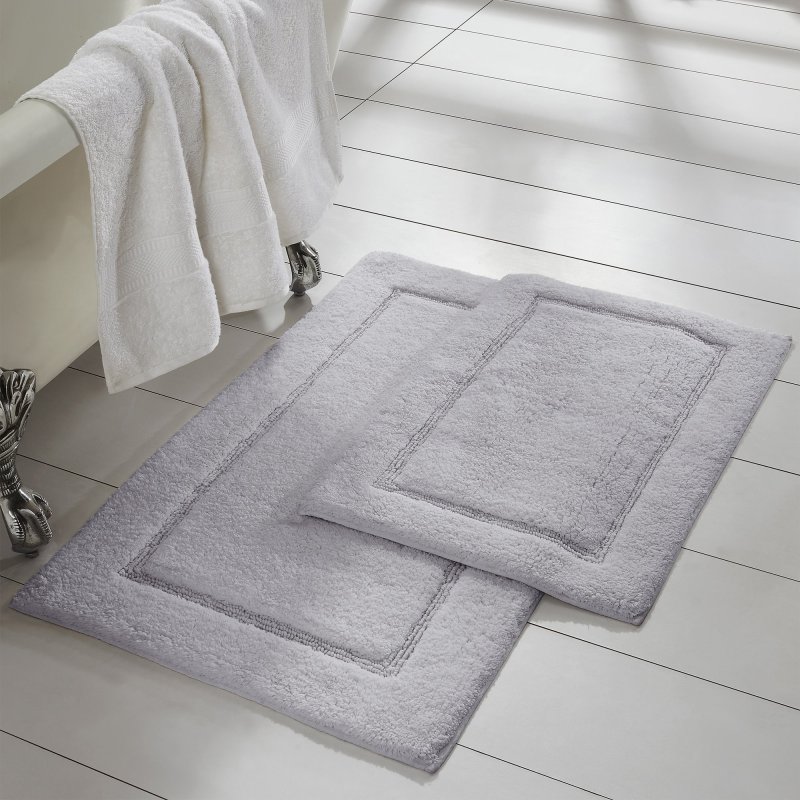 改Amrapur Overseas 2-Pack Solid Loop with Non-Slip Backing Bath Mat Set (17-inch by 24-inch &amp; 21-inch by 34-inch), White