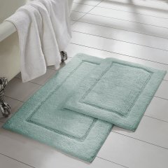 改Amrapur Overseas 2-Pack Solid Loop with Non-Slip Backing Bath Mat Set (17-inch by 24-inch &amp; 21-inch by 34-inch), White