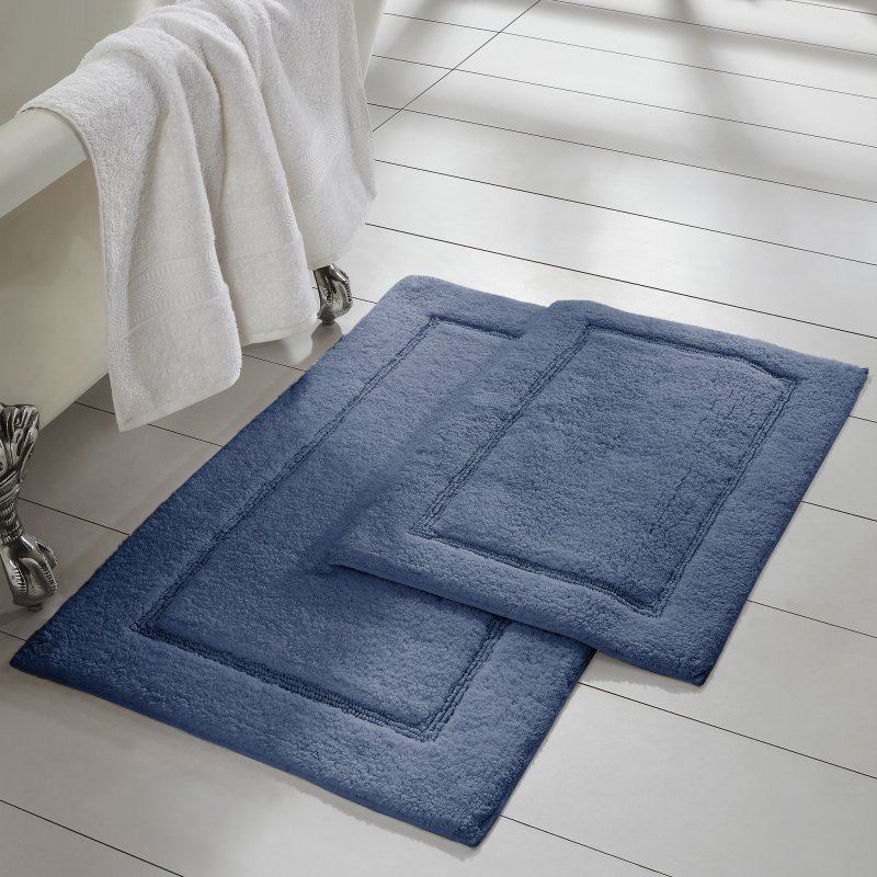 改Amrapur Overseas 2-Pack Solid Loop with Non-Slip Backing Bath Mat Set (17-inch by 24-inch &amp; 21-inch by 34-inch), White