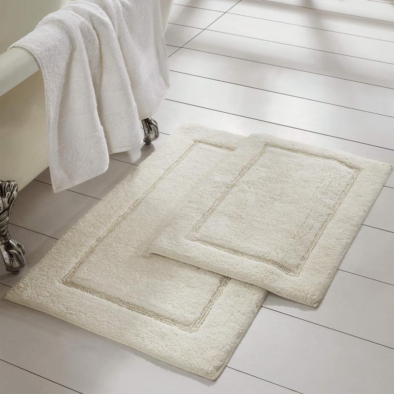 改Amrapur Overseas 2-Pack Solid Loop with Non-Slip Backing Bath Mat Set (17-inch by 24-inch &amp; 21-inch by 34-inch), White