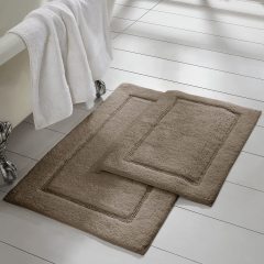 改Amrapur Overseas 2-Pack Solid Loop with Non-Slip Backing Bath Mat Set (17-inch by 24-inch &amp; 21-inch by 34-inch), White