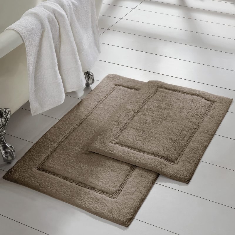 改Amrapur Overseas 2-Pack Solid Loop with Non-Slip Backing Bath Mat Set (17-inch by 24-inch &amp; 21-inch by 34-inch), White