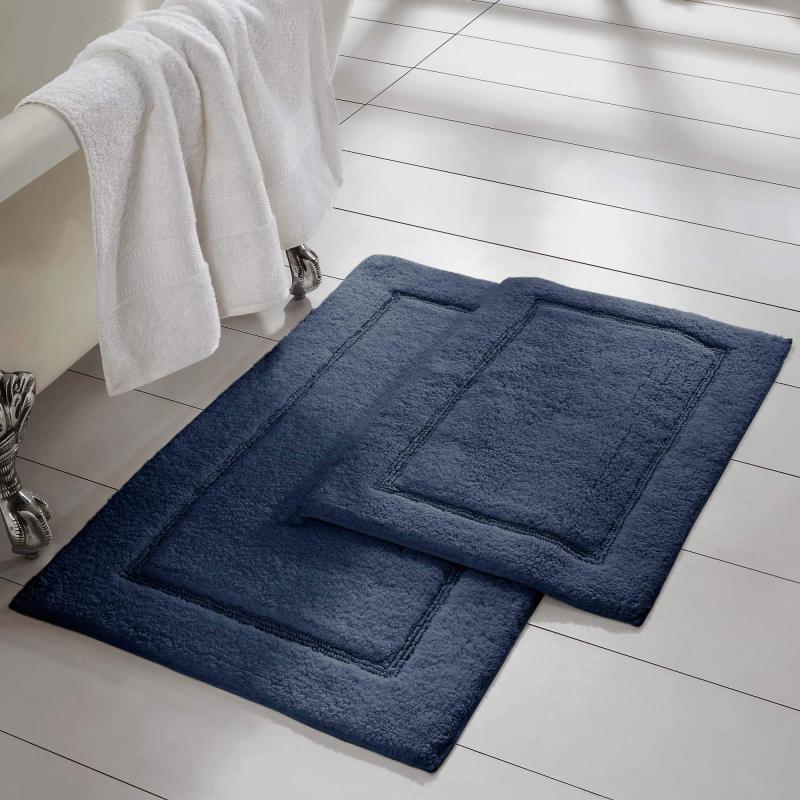改Amrapur Overseas 2-Pack Solid Loop with Non-Slip Backing Bath Mat Set (17-inch by 24-inch &amp; 21-inch by 34-inch), White
