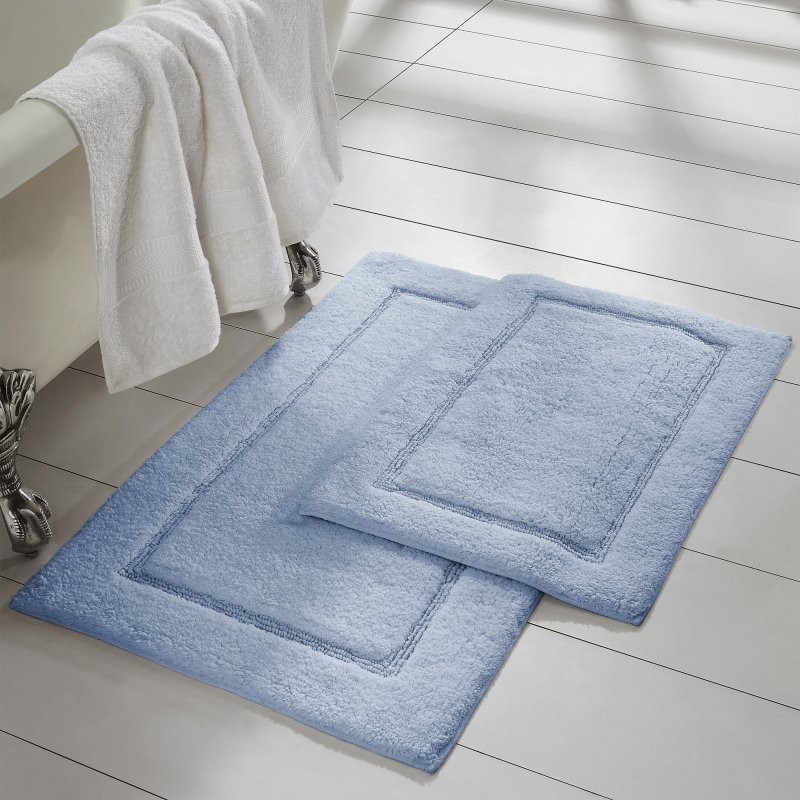 改Amrapur Overseas 2-Pack Solid Loop with Non-Slip Backing Bath Mat Set (17-inch by 24-inch &amp; 21-inch by 34-inch), White