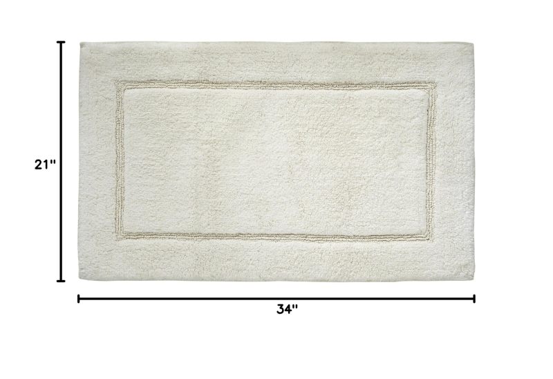 改Amrapur Overseas 2-Pack Solid Loop with Non-Slip Backing Bath Mat Set (17-inch by 24-inch &amp; 21-inch by 34-inch), White