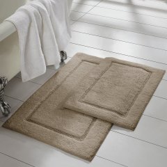 改Amrapur Overseas 2-Pack Solid Loop with Non-Slip Backing Bath Mat Set (17-inch by 24-inch &amp; 21-inch by 34-inch), White