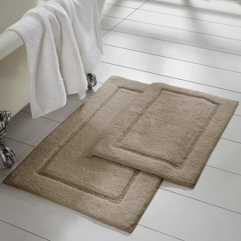 改Amrapur Overseas 2-Pack Solid Loop with Non-Slip Backing Bath Mat Set (17-inch by 24-inch &amp; 21-inch by 34-inch), White