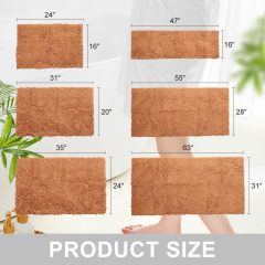 Orange Fall Plush Chenille Bath Rugs Extra Soft and Absorbent Microfiber Shag Rug, Non-Slip Runner Carpet for Tub Bathroom Shower Mat