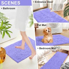 Orange Fall Plush Chenille Bath Rugs Extra Soft and Absorbent Microfiber Shag Rug, Non-Slip Runner Carpet for Tub Bathroom Shower Mat
