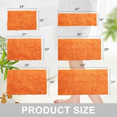 Orange Fall Plush Chenille Bath Rugs Extra Soft and Absorbent Microfiber Shag Rug, Non-Slip Runner Carpet for Tub Bathroom Shower Mat