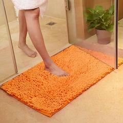 Orange Fall Plush Chenille Bath Rugs Extra Soft and Absorbent Microfiber Shag Rug, Non-Slip Runner Carpet for Tub Bathroom Shower Mat
