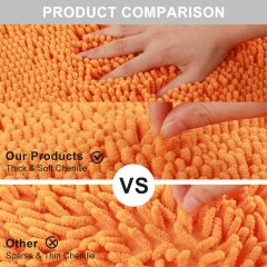 Orange Fall Plush Chenille Bath Rugs Extra Soft and Absorbent Microfiber Shag Rug, Non-Slip Runner Carpet for Tub Bathroom Shower Mat