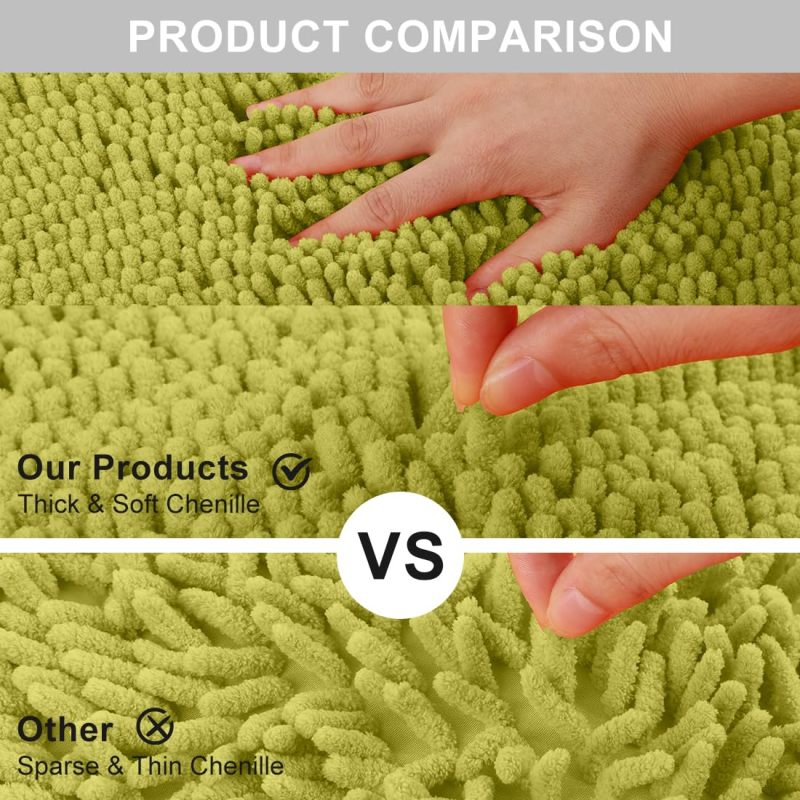 Orange Fall Plush Chenille Bath Rugs Extra Soft and Absorbent Microfiber Shag Rug, Non-Slip Runner Carpet for Tub Bathroom Shower Mat