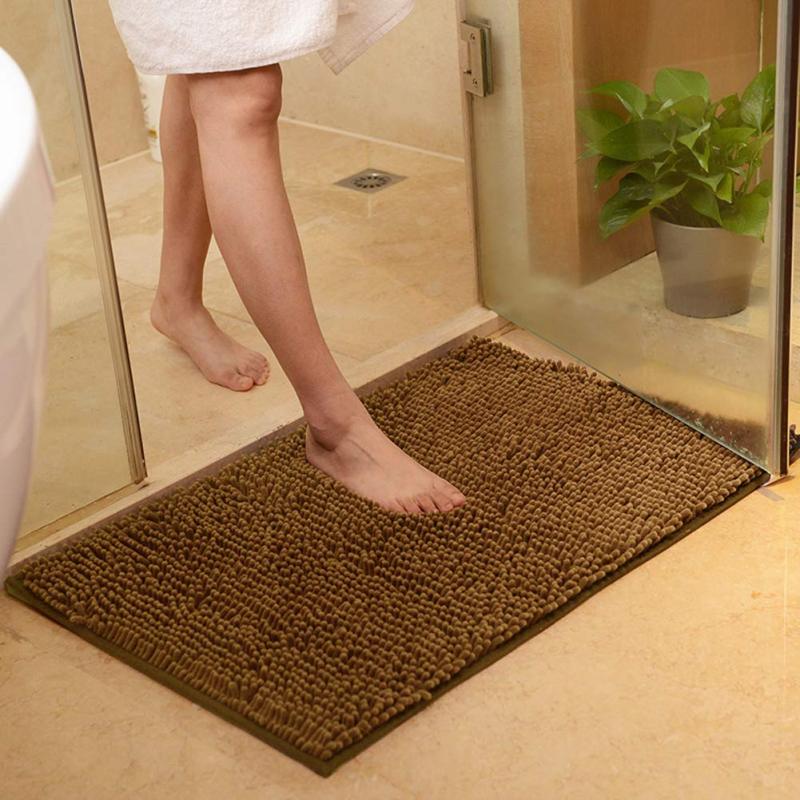 Orange Fall Plush Chenille Bath Rugs Extra Soft and Absorbent Microfiber Shag Rug, Non-Slip Runner Carpet for Tub Bathroom Shower Mat