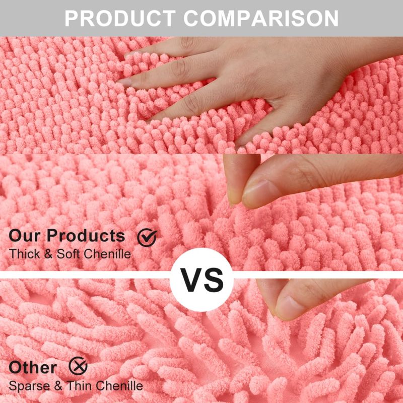 改vctops Orange Fall Plush Chenille Bath Rugs Extra Soft and Absorbent Microfiber Shag Rug, Non-Slip Runner Carpet for Tub Bathroom Shower Mat Orange 16" X 24"