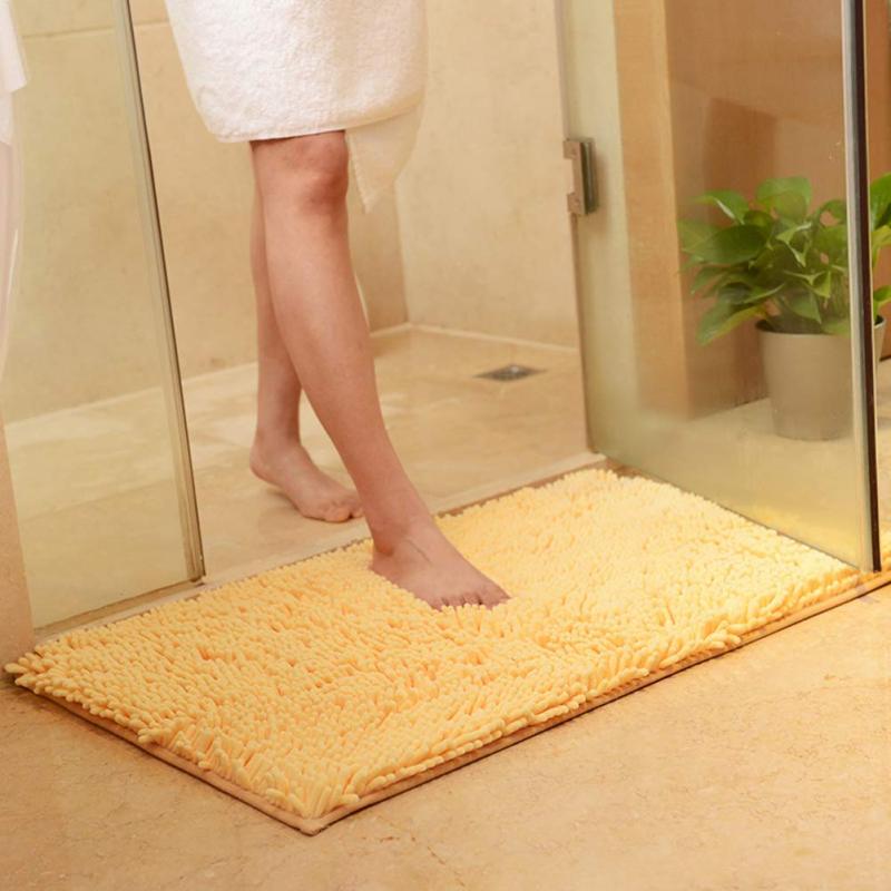 Orange Fall Plush Chenille Bath Rugs Extra Soft and Absorbent Microfiber Shag Rug, Non-Slip Runner Carpet for Tub Bathroom Shower Mat