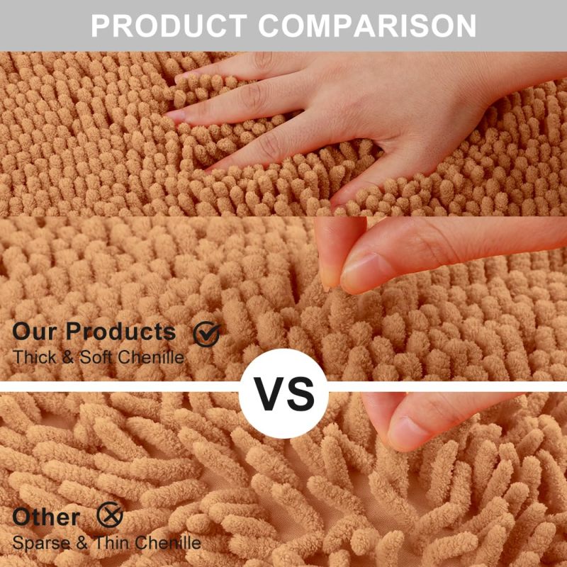 Orange Fall Plush Chenille Bath Rugs Extra Soft and Absorbent Microfiber Shag Rug, Non-Slip Runner Carpet for Tub Bathroom Shower Mat