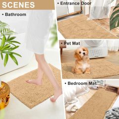 改vctops Orange Fall Plush Chenille Bath Rugs Extra Soft and Absorbent Microfiber Shag Rug, Non-Slip Runner Carpet for Tub Bathroom Shower Mat Orange 16" X 24"
