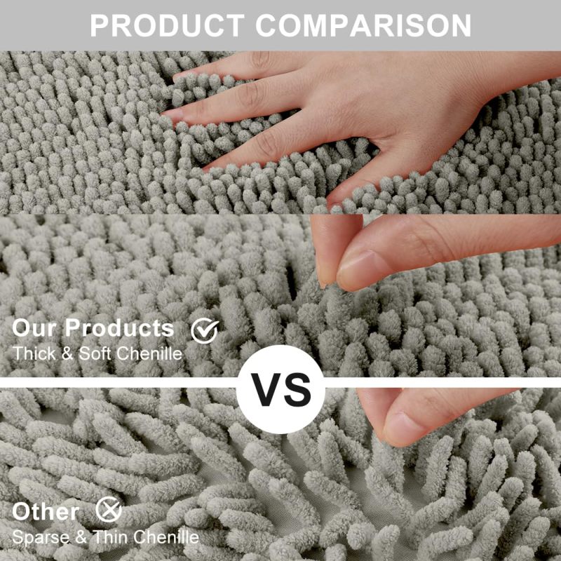 Orange Fall Plush Chenille Bath Rugs Extra Soft and Absorbent Microfiber Shag Rug, Non-Slip Runner Carpet for Tub Bathroom Shower Mat