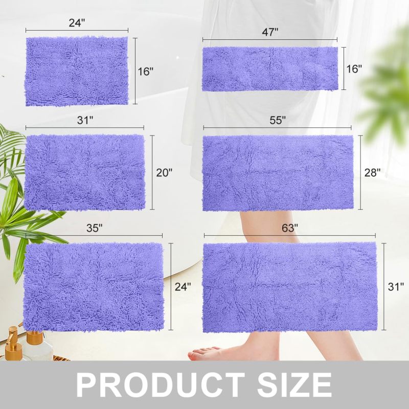 Orange Fall Plush Chenille Bath Rugs Extra Soft and Absorbent Microfiber Shag Rug, Non-Slip Runner Carpet for Tub Bathroom Shower Mat