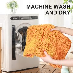 Orange Fall Plush Chenille Bath Rugs Extra Soft and Absorbent Microfiber Shag Rug, Non-Slip Runner Carpet for Tub Bathroom Shower Mat
