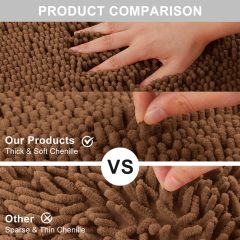 Orange Fall Plush Chenille Bath Rugs Extra Soft and Absorbent Microfiber Shag Rug, Non-Slip Runner Carpet for Tub Bathroom Shower Mat