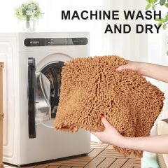 Orange Fall Plush Chenille Bath Rugs Extra Soft and Absorbent Microfiber Shag Rug, Non-Slip Runner Carpet for Tub Bathroom Shower Mat