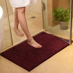 Orange Fall Plush Chenille Bath Rugs Extra Soft and Absorbent Microfiber Shag Rug, Non-Slip Runner Carpet for Tub Bathroom Shower Mat