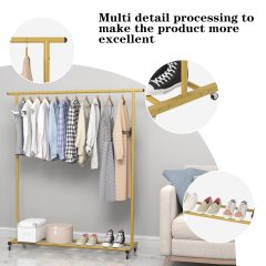 改Buzowruil Clothing Rack Clothes Rack Standard Rod Simple Rolling Metal Garment Rack Organizer Freestanding Hanger with Wheels,White