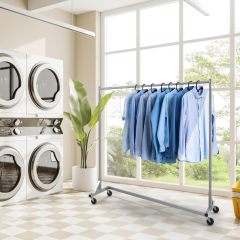 改Simple Houseware Industrial Grade Z-Base Garment Rack, 400lb Load with 62in extra long bar