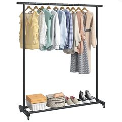 Clothing Rack Clothes Rack Standard Rod Simple Rolling Metal Garment Rack Organizer Freestanding Hanger with Wheels