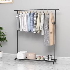 改Buzowruil Clothing Rack Clothes Rack Standard Rod Simple Rolling Metal Garment Rack Organizer Freestanding Hanger with Wheels,White