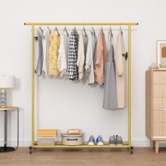 改Buzowruil Clothing Rack Clothes Rack Standard Rod Simple Rolling Metal Garment Rack Organizer Freestanding Hanger with Wheels,White