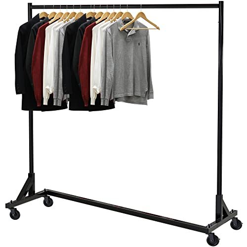 Industrial Grade Z-Base Garment Rack, 400lb Load with 62in extra long bar