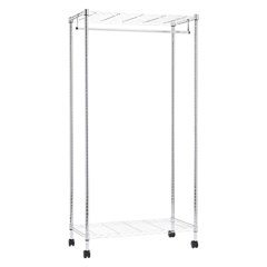 改Amazon Basics Adjustable Clothes Rack for Handing, Double Hanging Rod Garment Rolling Closet Clothing Organizer, Chrome, 36'' x 14'' x 72''