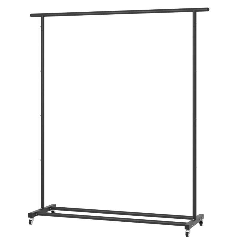 改Buzowruil Clothing Rack Clothes Rack Standard Rod Simple Rolling Metal Garment Rack Organizer Freestanding Hanger with Wheels,White