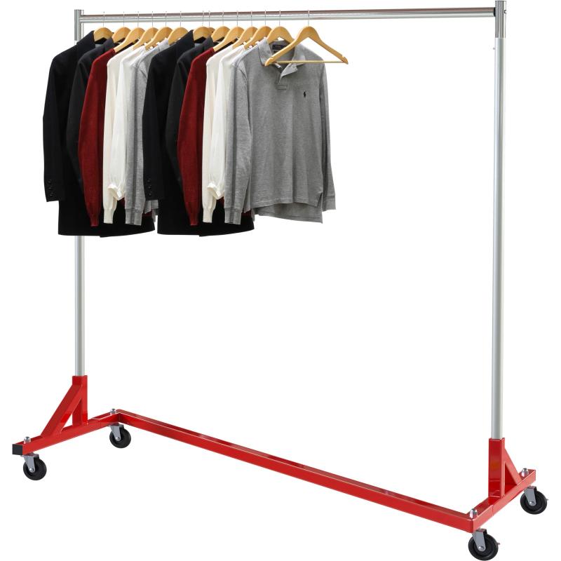 改Simple Houseware Industrial Grade Z-Base Garment Rack, 400lb Load with 62in extra long bar